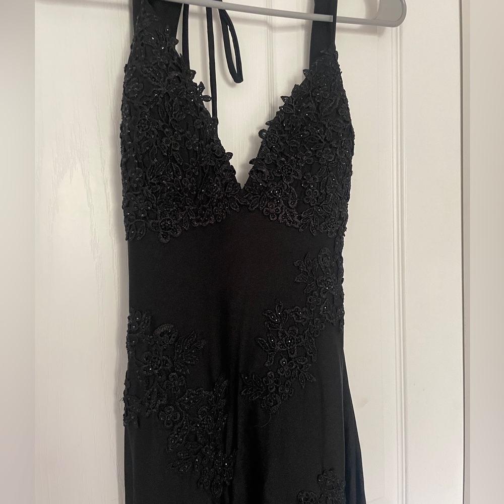 Windsor Black Strapless Beaded Evening Dress